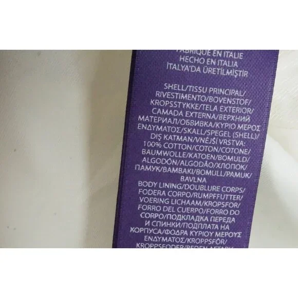 Ralph Lauren Purple Label RLPL White Belted Coat Sz L New W/o Tags